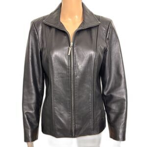 4/$100 Vintage Preston & York Lambskin Black Leather Jacket